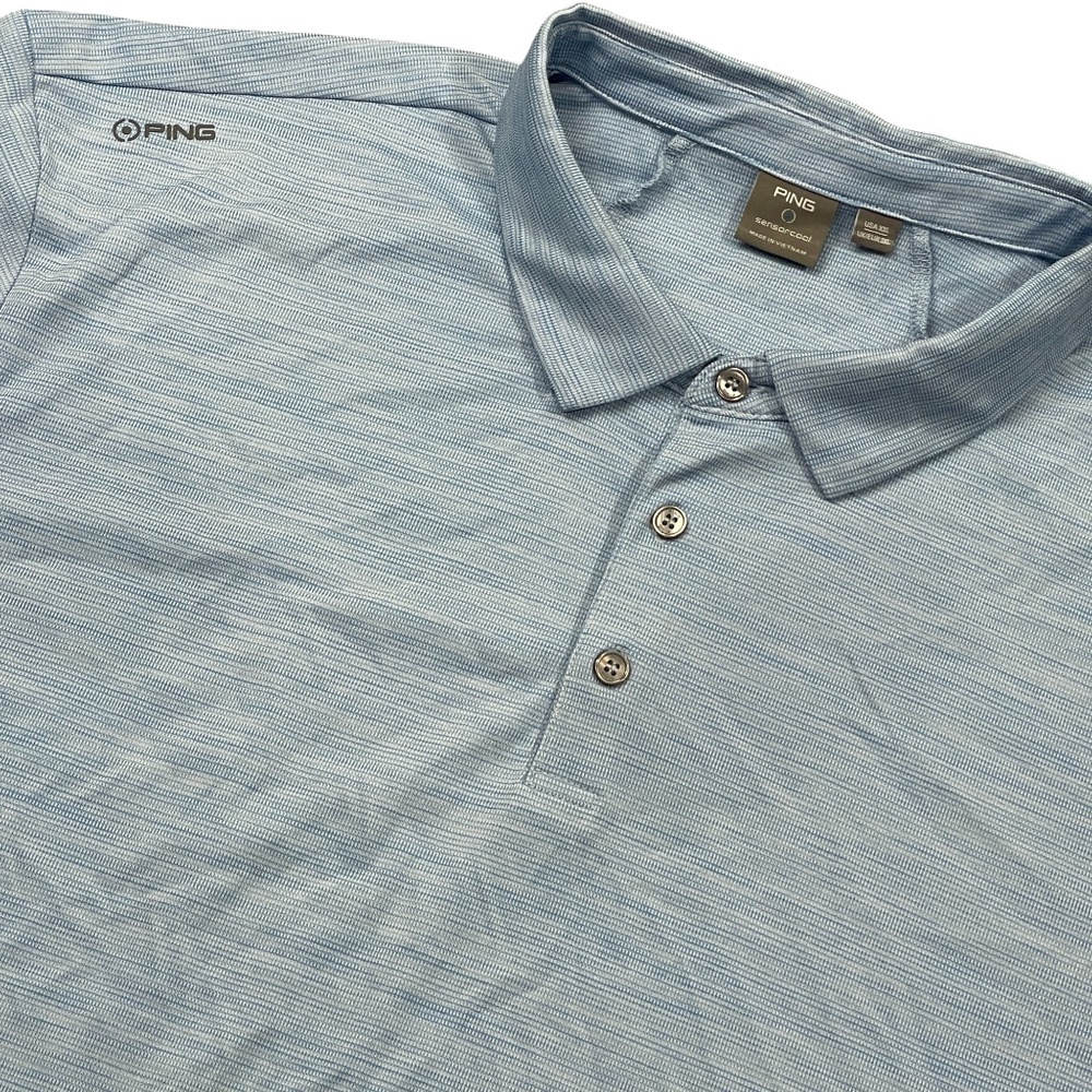 Ping XXL Long Sleeve 1/4 Button Sensorcool Blue Polyester Polo